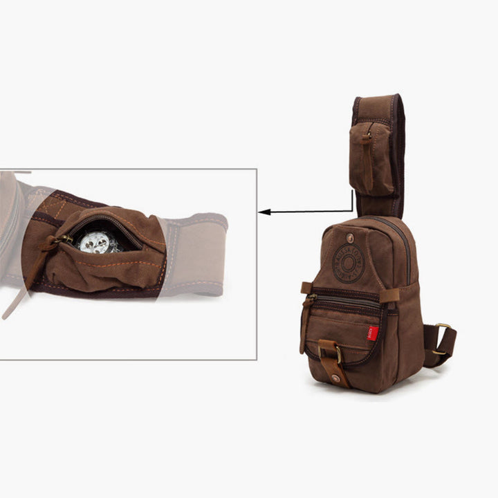 Schultertasche für Männer mit breiten Riemen, tragbarer Freizeit-Tagesrucksack aus Segeltuch