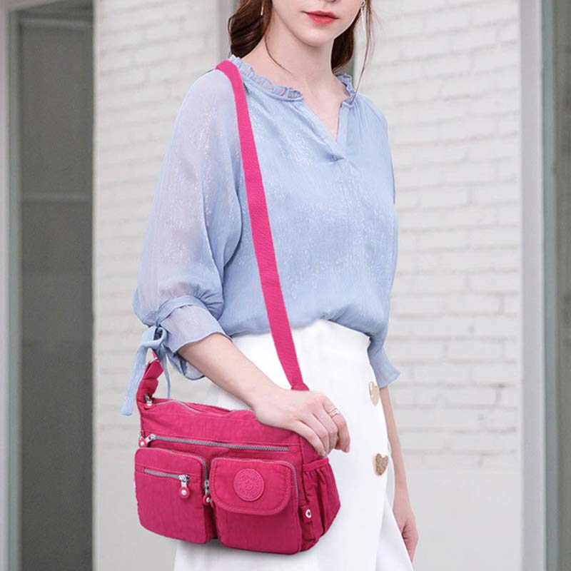 Damen Umhängetasche aus Nylon mit mehreren Taschen, Reise-Schultertasche, Umhängetasche