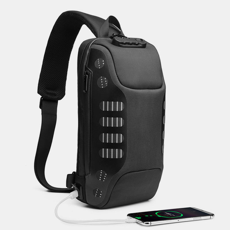 Multifunktionale, wasserdichte, diebstahlsichere Schultertasche mit USB-Ladeanschluss