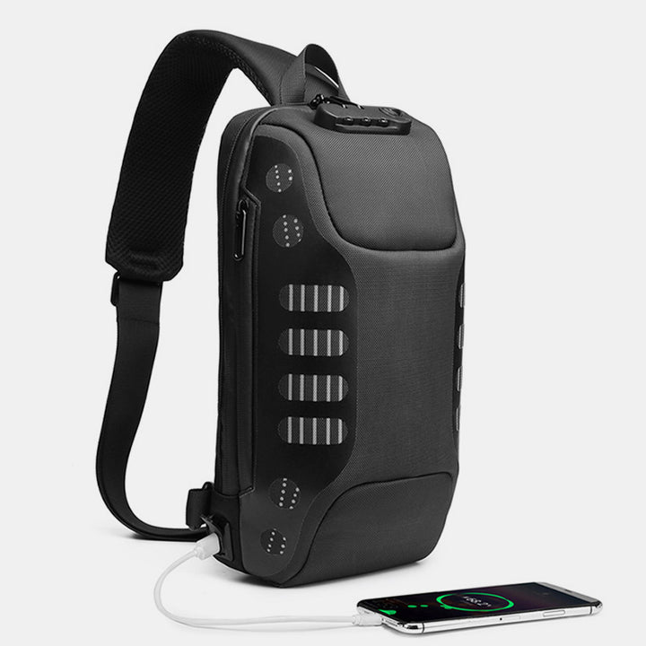 Multifunktionale, wasserdichte, diebstahlsichere Schultertasche mit USB-Ladeanschluss