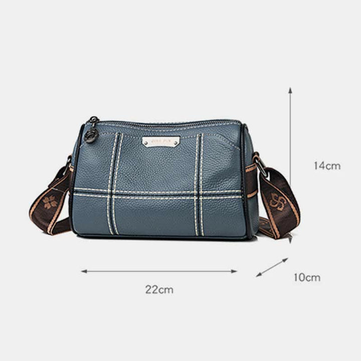 Kleine Umhängetasche aus echtem Leder mit drei Fächern, Schultertasche für Damen