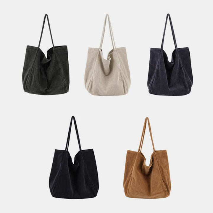 Extra große Cord-Tragetasche, lässige Einkaufstasche, Schulterhandtasche