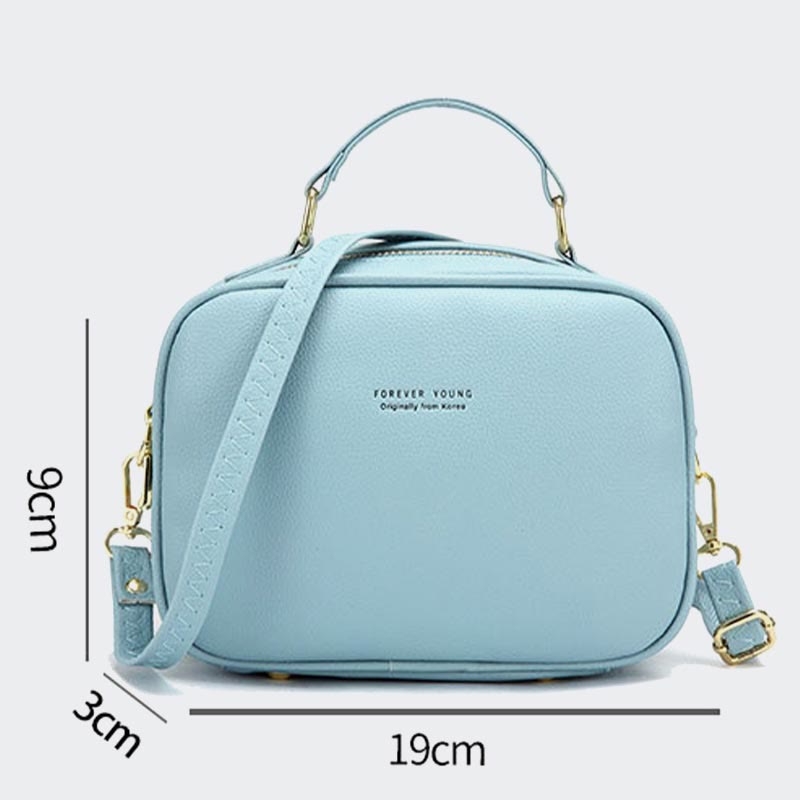 Tasche mit Henkel oben für Damen, einfache Umhängetasche aus einfarbigem PU-Leder