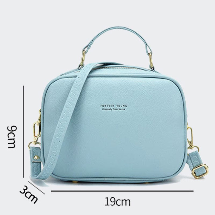 Tasche mit Henkel oben für Damen, einfache Umhängetasche aus einfarbigem PU-Leder