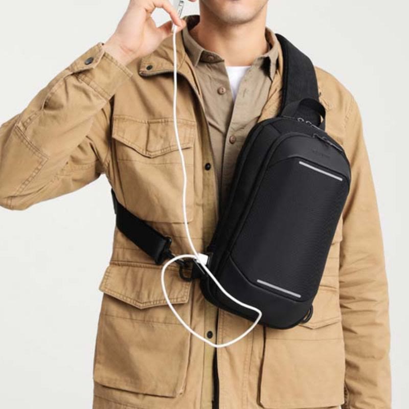 Schultertasche für Herren, Business-Umhängetasche mit USB-Ladefunktion
