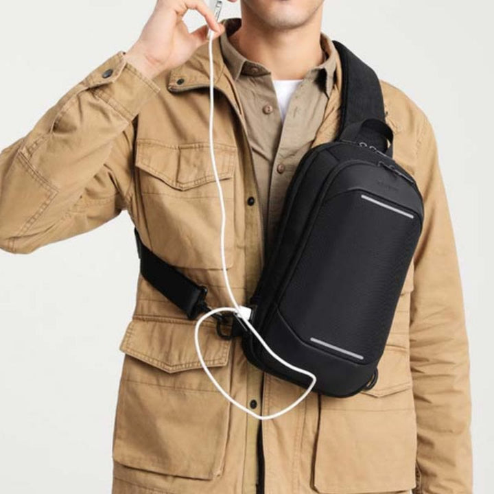 Schultertasche für Herren, Business-Umhängetasche mit USB-Ladefunktion