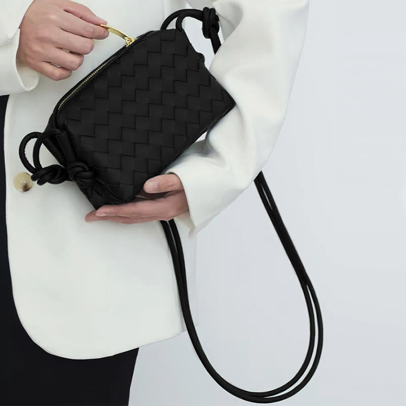 Umhängetasche für Damen, gestrickt, mit Karomuster, Handytasche