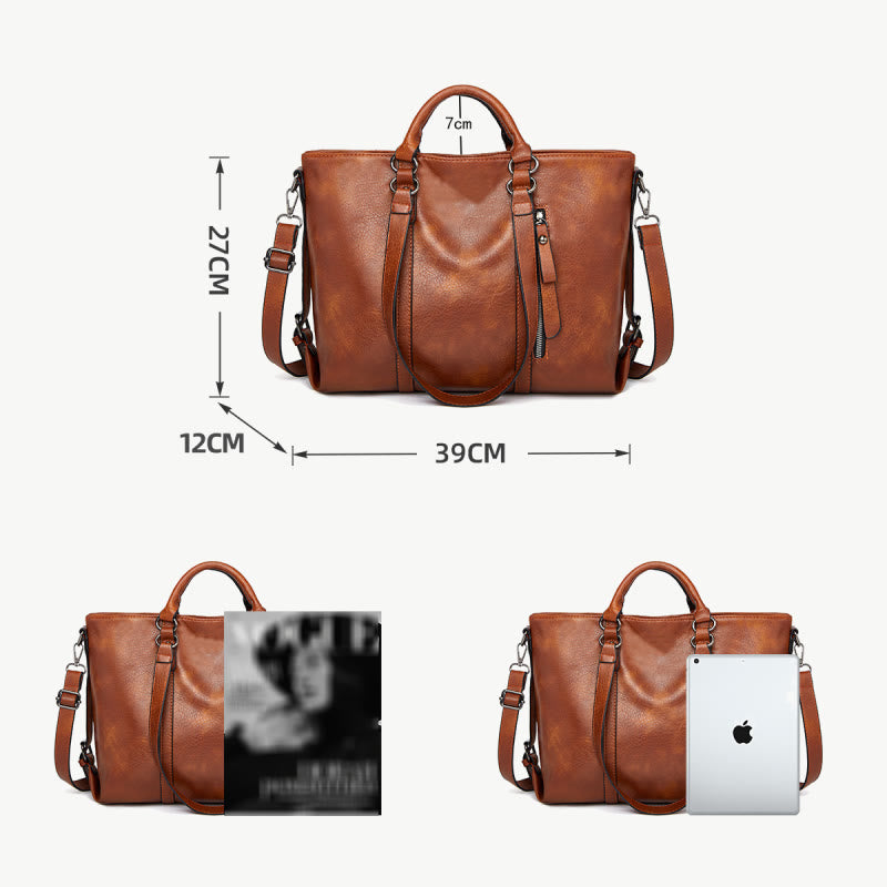 Große Reisetasche für Damen, minimalistische Handtasche aus schlichtem Leder