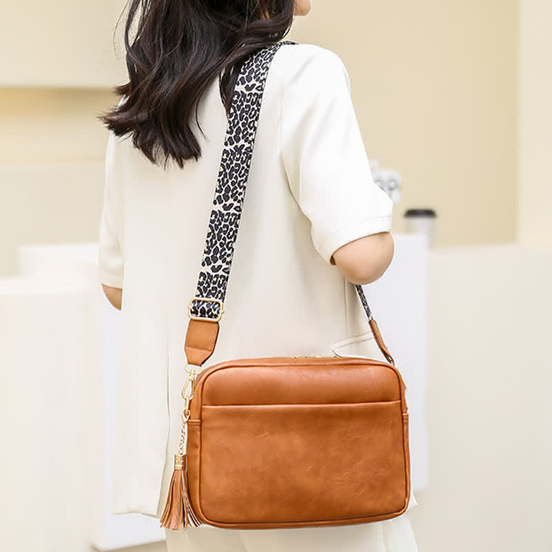 Umhängetasche für Damen, Retro-Tasche mit Quaste, PU-Leder