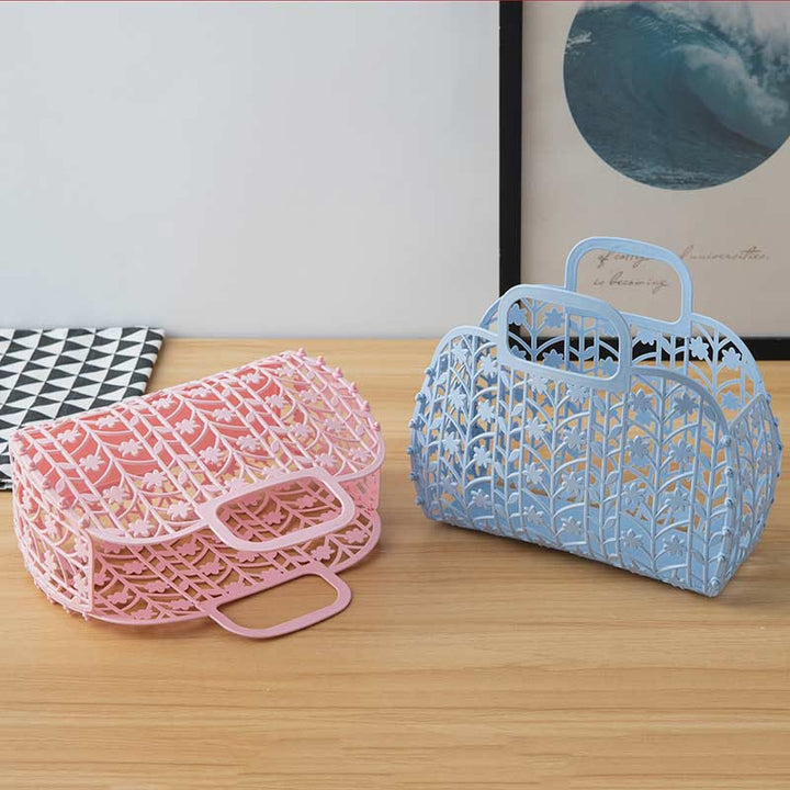 Handtasche für Badezimmer Rosa Faltbarer Aufbewahrungskorb aus Kunststoff