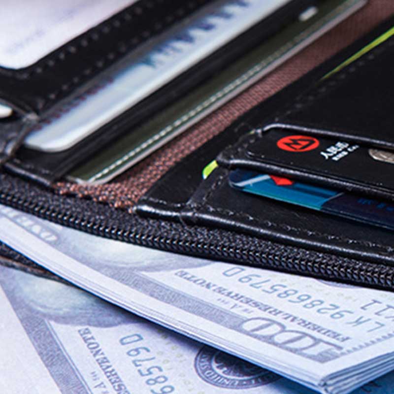 RFID-blockierende Retro-Geldbörse aus echtem Leder mit Doppelreißverschluss