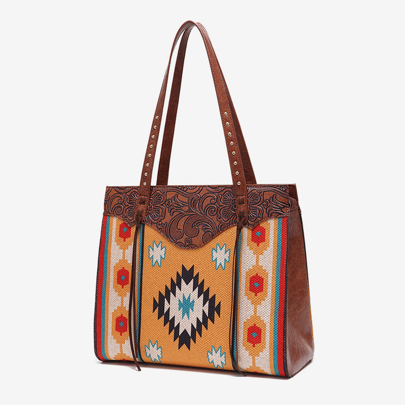 Vintage Bohemian Tote Damen Klassische Baumwolle Leinen Unterarm Schultertasche