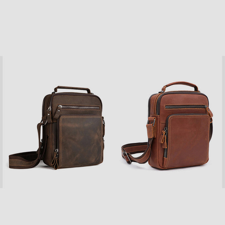 Kleine Umhängetasche für Herren, mehrere Taschen, echtes Leder, Umhängetasche