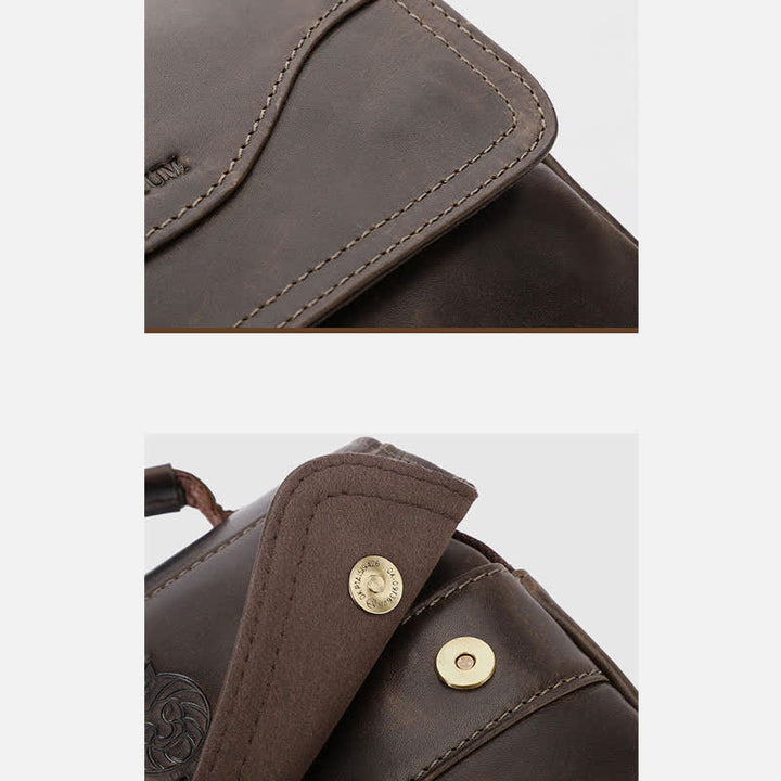 Echtes Leder Messenger Schultertasche für Männer Multi-Pocket Kleine Handtasche