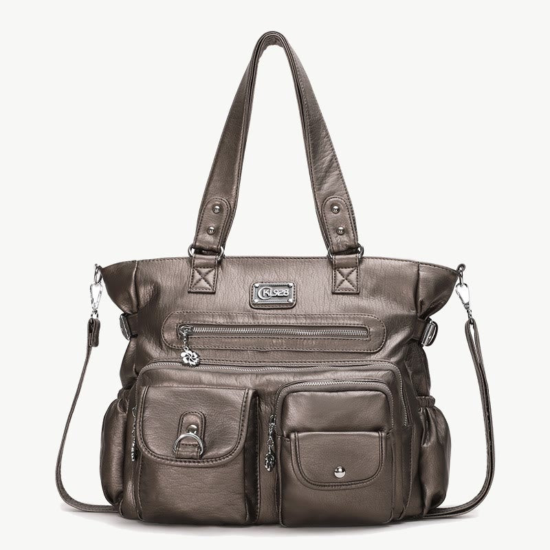 Große Umhängetasche für Damen mit mehreren Taschen und zwei Verwendungsmöglichkeiten