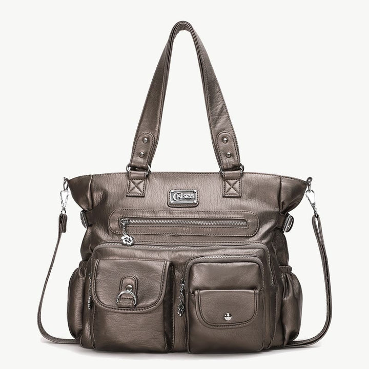 Große Umhängetasche für Damen mit mehreren Taschen und zwei Verwendungsmöglichkeiten