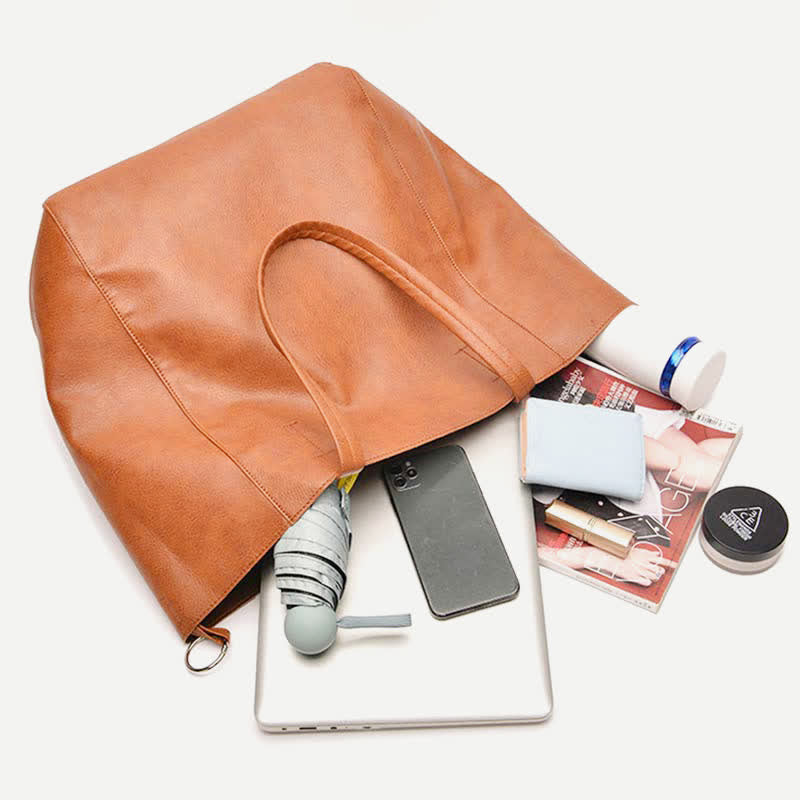 Große Kapazität weiche Leder Einkaufstasche Handtasche Shopper Geldbörse mit Beutel