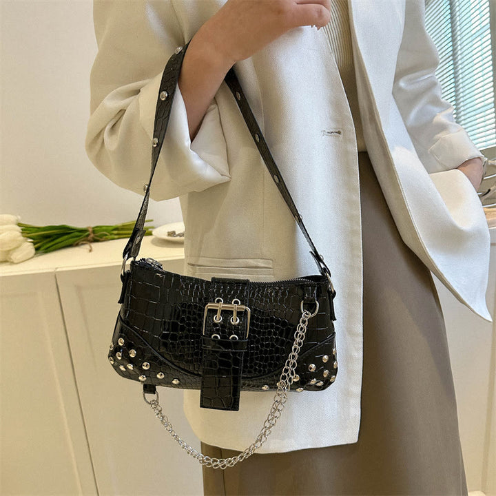 Umhängetasche für Damen, Krokodilmuster, Retro-Punk-Partytasche