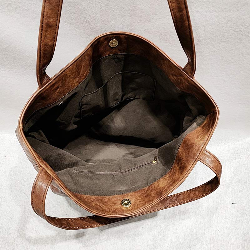Retro-Tragetasche für Damen, große Kapazität, Spleißleder, Handtasche, Schultertasche
