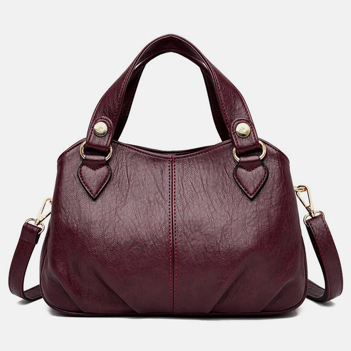 Damen Dreifach-Umhängetasche aus Leder mit Henkel oben, Umhängetasche, Handtasche
