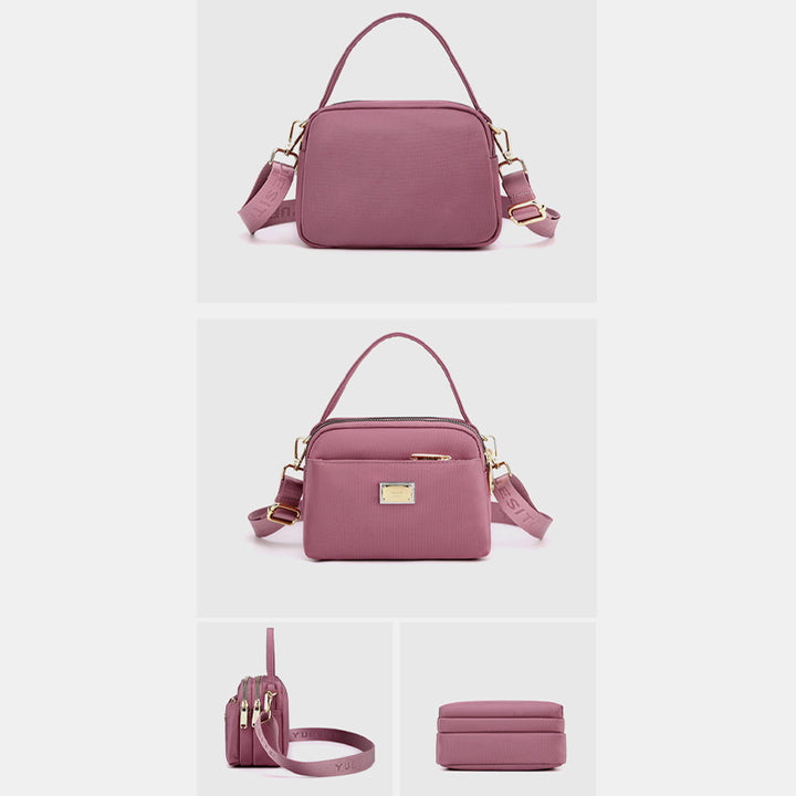 Leichte Umhängetasche aus Nylon mit mehreren Taschen für Damen, 3-lagig