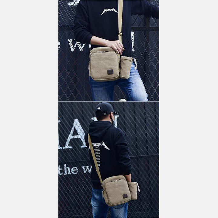 Vintage Canvas Crossbody Tasche für Herren Multifunktionaler Tagesrucksack Schultertasche