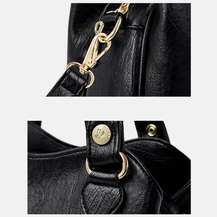 Damen Dreifach-Umhängetasche aus Leder mit Henkel oben, Umhängetasche, Handtasche