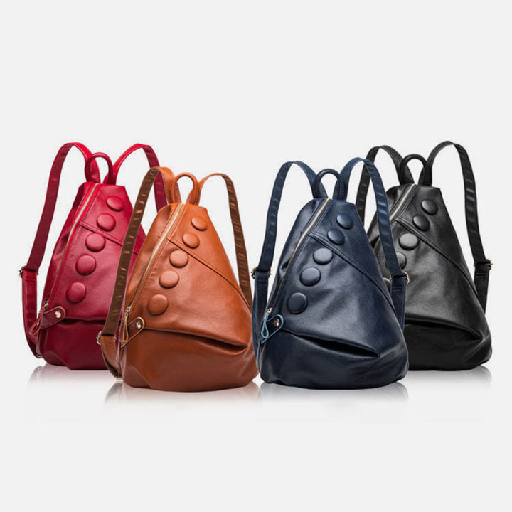 Einfarbiger Lederrucksack für Damen und Jugendliche