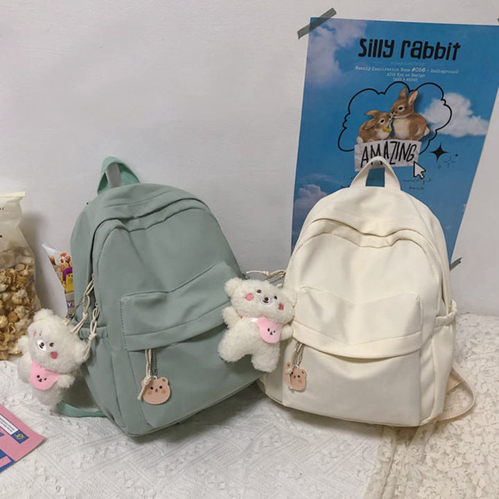 Rucksack für Damen, lässig, cool, solides Nylon, Schul-Umhängetasche