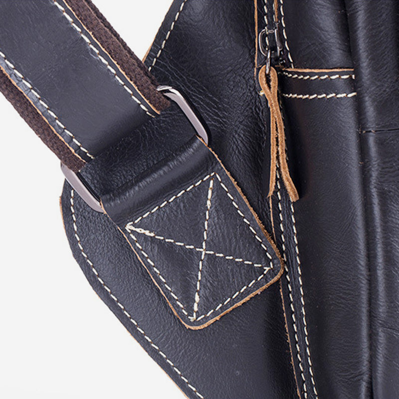 Schultertasche aus echtem Leder mit großem Fassungsvermögen