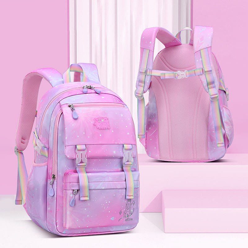 Rucksack für Kinder mit Farbverlauf, leicht, große Kapazität, für den täglichen Gebrauch, Schultasche