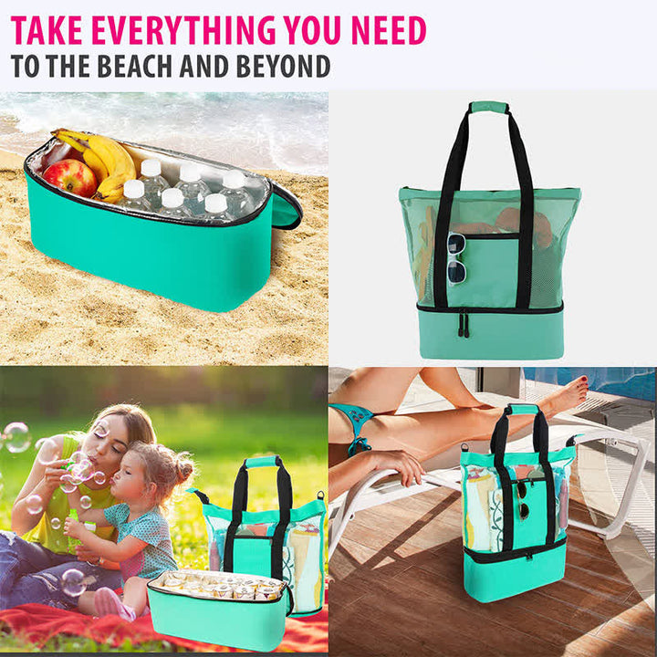 Strandtasche mit großer Kapazität, wasserdicht, sanddicht, Pooltasche mit Kühlfach