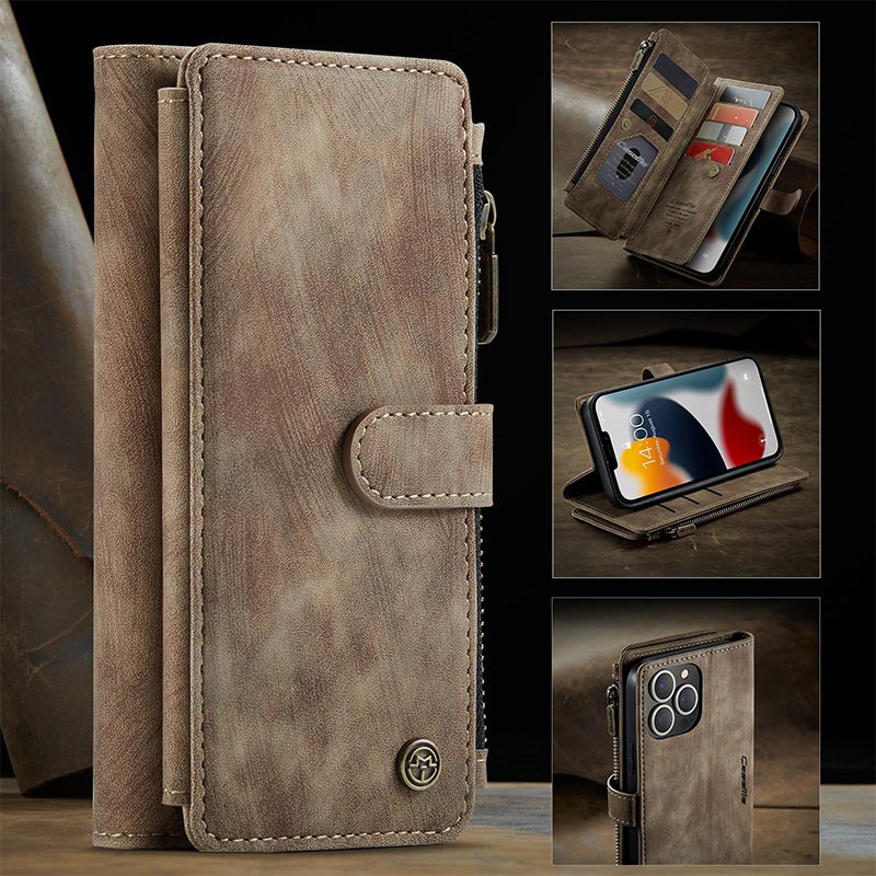 Retro-Handytasche aus Leder für iPhone und Samsung mit Münzfach