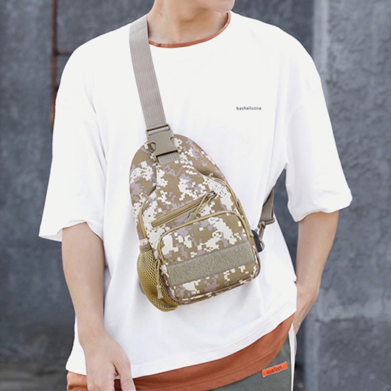 Schultertasche für Herren aus Canvas, lässig, sportlich, große Brusttasche