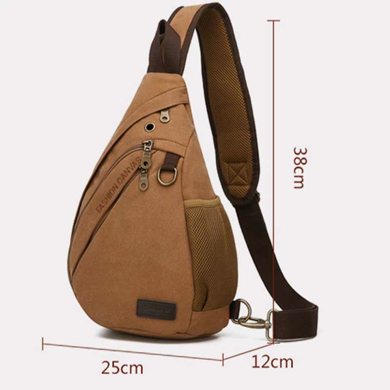 Canvas Brusttasche Herren Minimalistische Reise Große Schultertasche