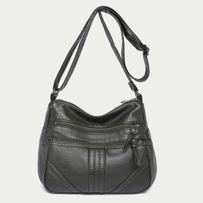 Vintage-Umhängetasche mit großem Fassungsvermögen für Damen, weiche Ledergeldbörse