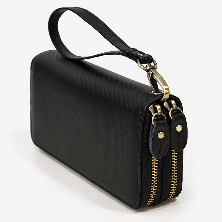 Lange Geldbörse für Herren aus echtem Leder, Retro, lässige Clutch