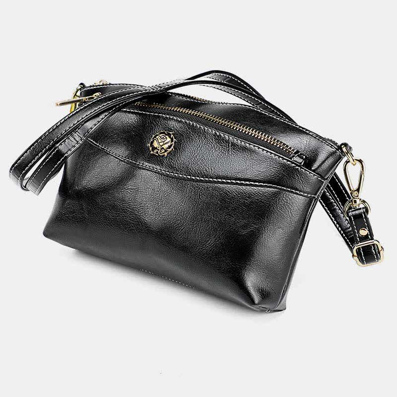 Retro-Umhängetasche aus echtem Leder für Damen, geräumige kleine Handytasche