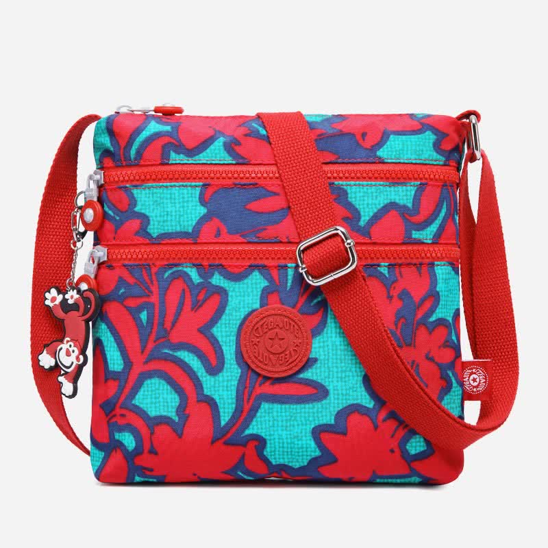 Leichte kleine Crossbody-Tasche mit Dreifach-Reißverschluss, Schultertasche für Damen