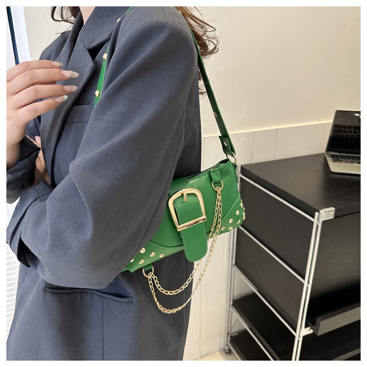 Umhängetasche für Damen, Nieten, Punk, einfarbig, Partytasche
