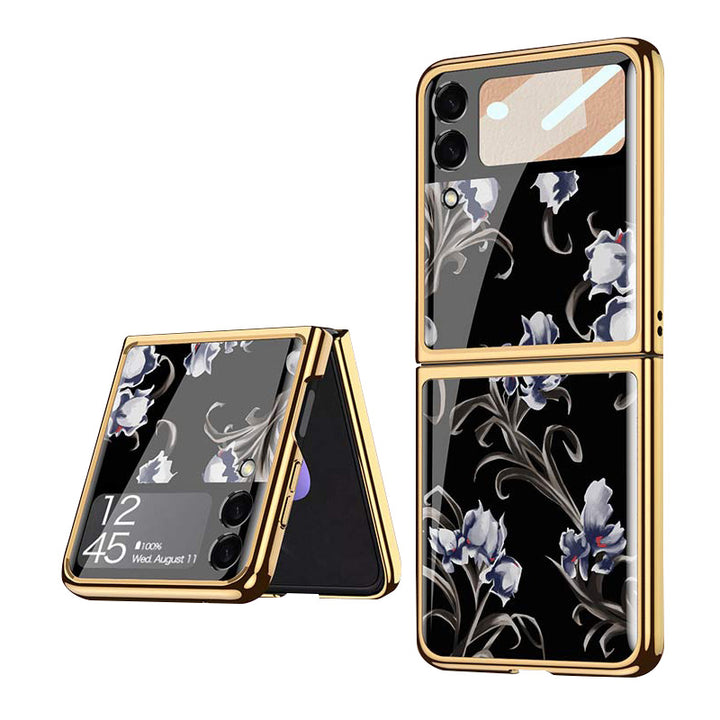 Samsung Galaxy Z Flip 3 Hülle Floral Premium Dünn Transparent Hart PC Handyhülle