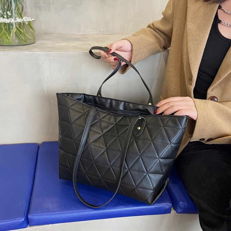 Große Kapazität Tragetaschen Gesteppte Leder Schultertasche Damen Handtasche