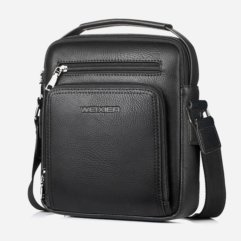 Messenger Bag für Herren, lässige Umhängetasche aus PU-Leder