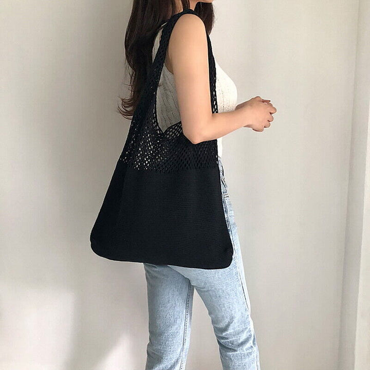 Einkaufstasche für Frauen im ethnischen Stil aus Wolle gestrickte Schultertasche