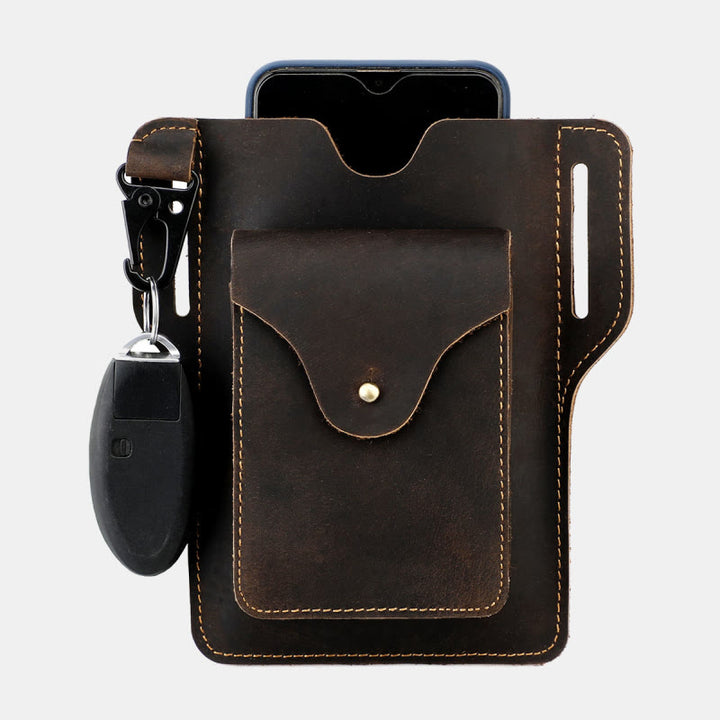 Outdoor Leder Retro Volltonfarbe 7,2 Zoll Handy Gürteltasche