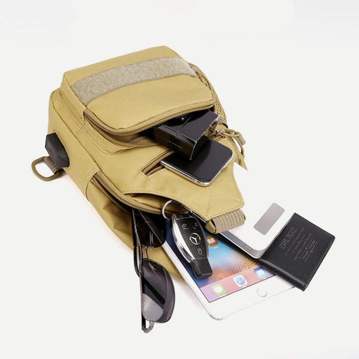 Schultertasche für Herren aus Canvas, lässig, sportlich, große Brusttasche