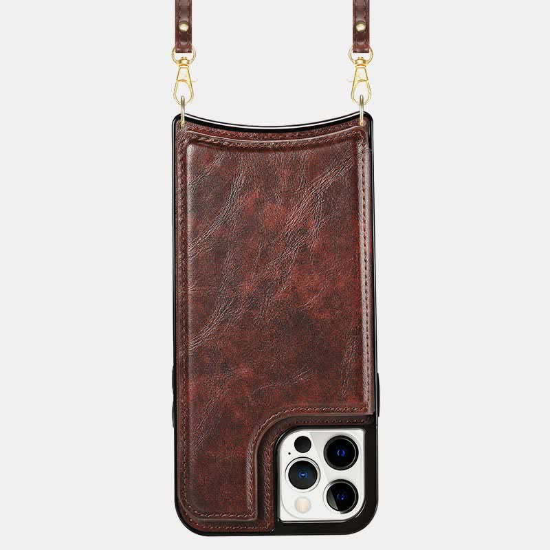 Kompatibel mit iPhone Kickstand Wallet Case Handytasche mit Umhängegurt