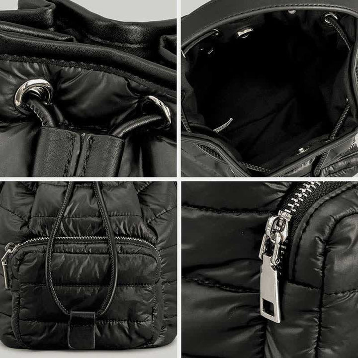 Puffer-Beuteltasche mit Kordelzug für Damen, Daunen-Umhängetasche, gesteppte Umhängetasche