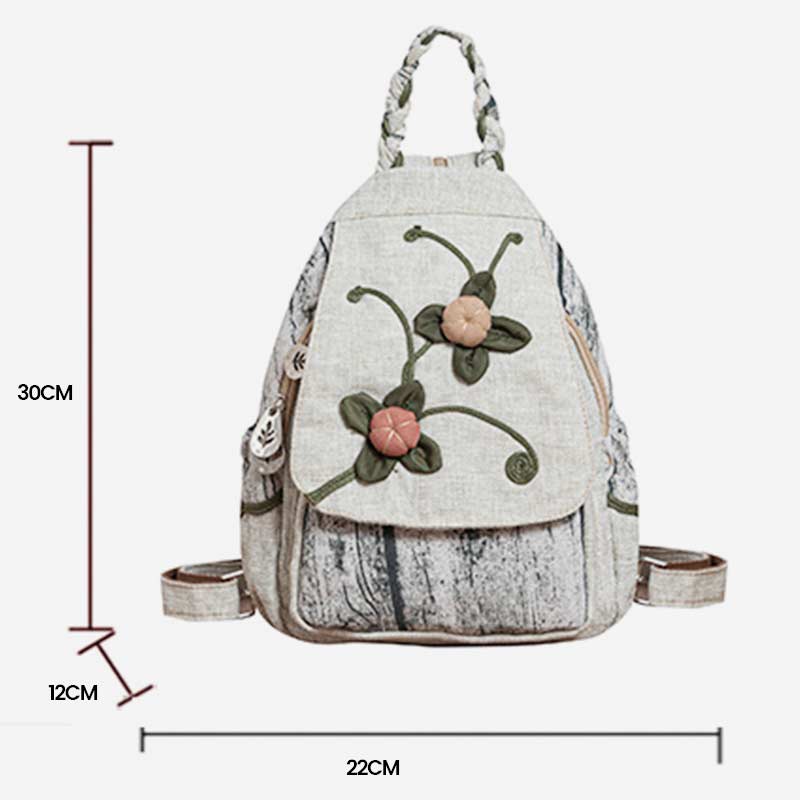 Multifunktionaler Rucksack mit großem Fassungsvermögen und nationalem Blumendruck