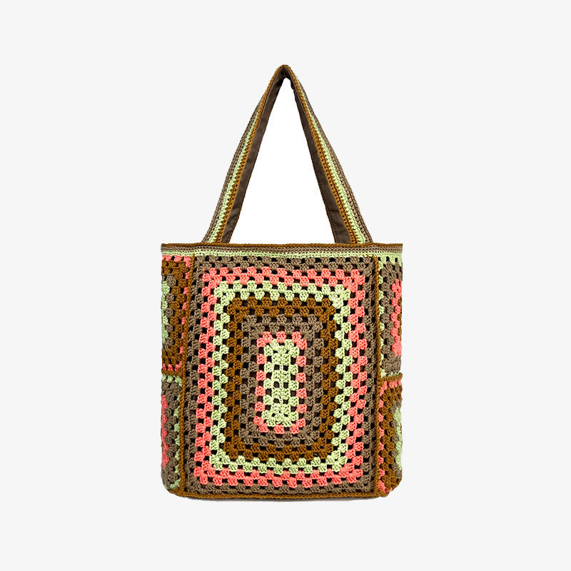 Vintage Tote für Frauen tragbare Pendlertasche handgestrickte Schultertasche